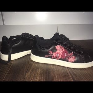 Black embroidered sneakers